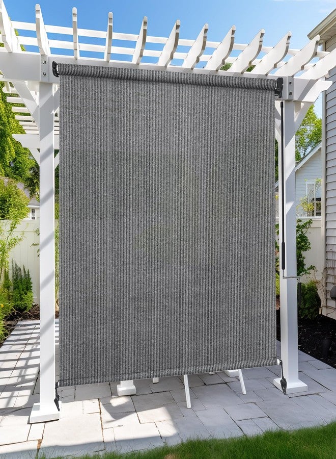 KANAGAWA Outdoor Roller Shade 6'X8' Light Grey Exterior Cordless Patio Roll Up Shades for Outside Pergola Porch, Outdoor Blinds for Patio - Image 1